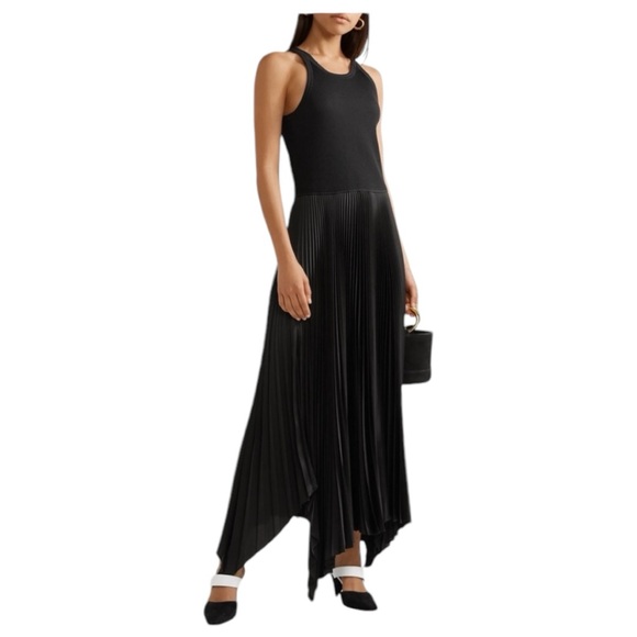 theory  vinessi ribbed pleated asymmetric maxi dress in black, size P (smallish) - Picture 5 of 9